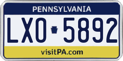 PA license plate LXO5892