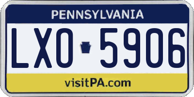 PA license plate LXO5906