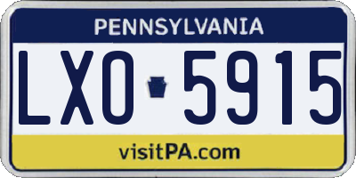 PA license plate LXO5915