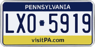 PA license plate LXO5919