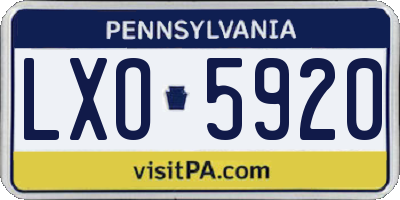 PA license plate LXO5920