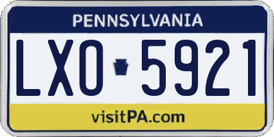 PA license plate LXO5921
