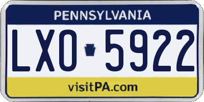 PA license plate LXO5922