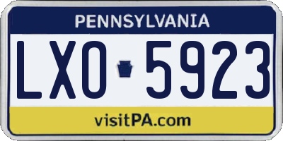 PA license plate LXO5923