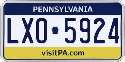 PA license plate LXO5924