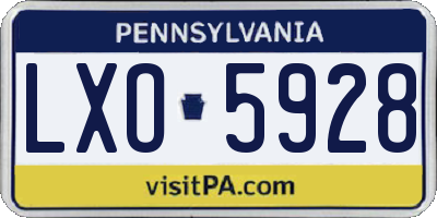 PA license plate LXO5928