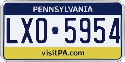PA license plate LXO5954