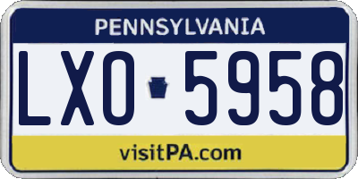 PA license plate LXO5958