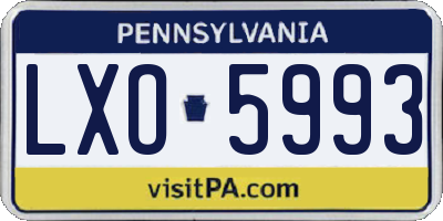 PA license plate LXO5993