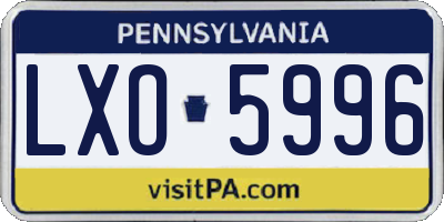PA license plate LXO5996