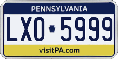 PA license plate LXO5999