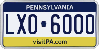 PA license plate LXO6000