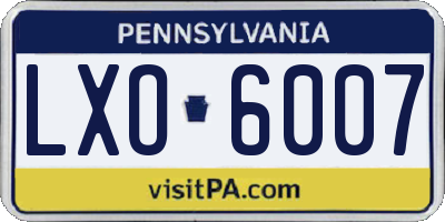 PA license plate LXO6007