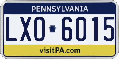PA license plate LXO6015