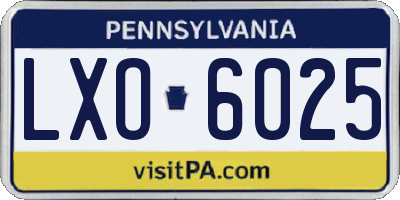 PA license plate LXO6025