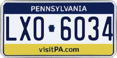 PA license plate LXO6034