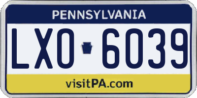 PA license plate LXO6039