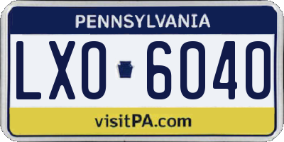 PA license plate LXO6040