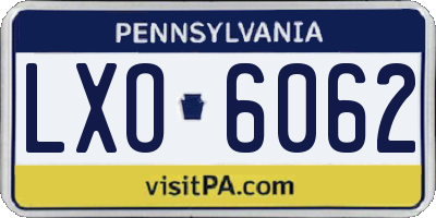 PA license plate LXO6062