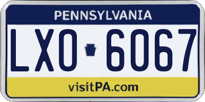PA license plate LXO6067