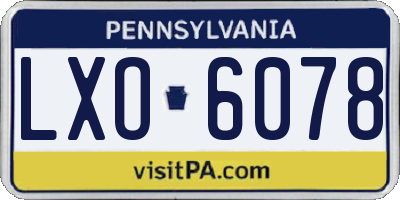 PA license plate LXO6078
