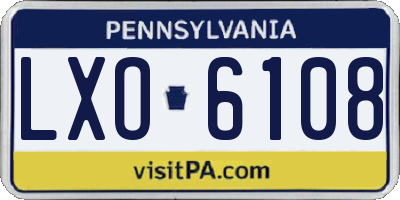 PA license plate LXO6108