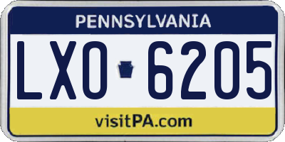 PA license plate LXO6205