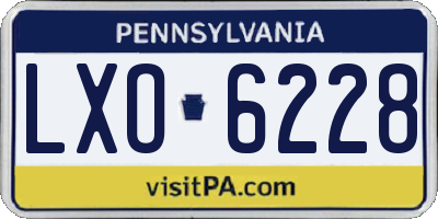 PA license plate LXO6228