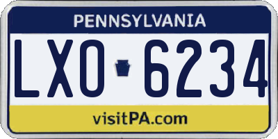 PA license plate LXO6234
