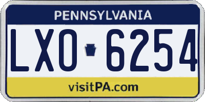 PA license plate LXO6254