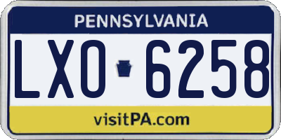 PA license plate LXO6258