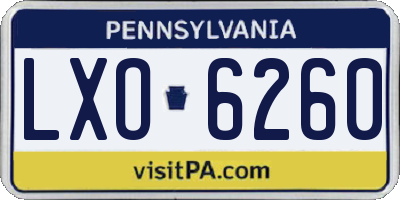PA license plate LXO6260