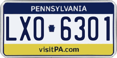 PA license plate LXO6301