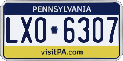 PA license plate LXO6307