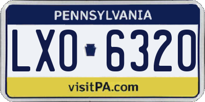 PA license plate LXO6320