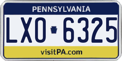 PA license plate LXO6325