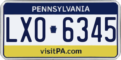 PA license plate LXO6345