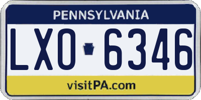 PA license plate LXO6346