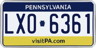 PA license plate LXO6361