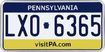PA license plate LXO6365