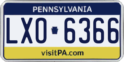PA license plate LXO6366