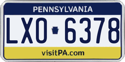 PA license plate LXO6378