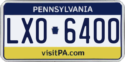 PA license plate LXO6400