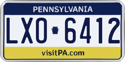 PA license plate LXO6412