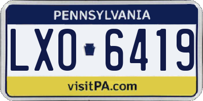 PA license plate LXO6419