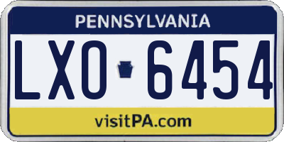 PA license plate LXO6454