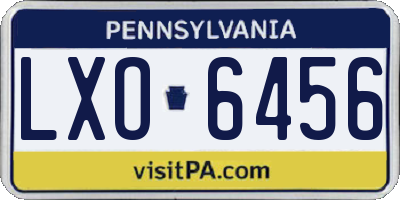PA license plate LXO6456