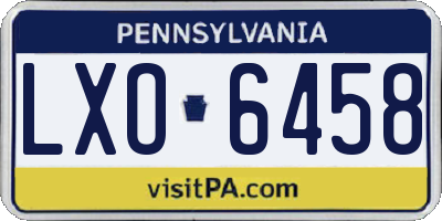 PA license plate LXO6458