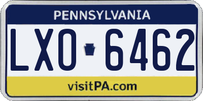 PA license plate LXO6462