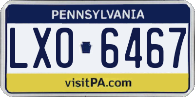 PA license plate LXO6467